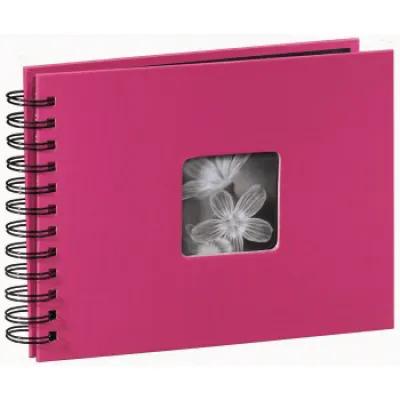 Hama Fotoalbum Fine Art 113674 | Spiralalbum 24x17 cm | 50 schwarze Seiten | Fotobuch selbst gestalten | pink