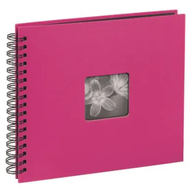 Hama Fotoalbum 113680 | Spiralalbum Fine Art | 50 schwarze Seiten | 28x24 cm | Pergamin-Trennblätter | Pink