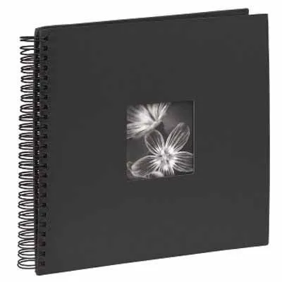 Hama Fotoalbum Fine Art Spiral 090140 | Jumbo 36x32 cm | 50 schwarze Seiten | Pergamin-Trennblätter | selbstklebend