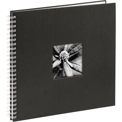 Hama Fotoalbum Spiral 1962 | Fine Art Jumbo Fotobuch 36x32 cm | 50 weiße Seiten | Pergamin-Trennblätter | Schwarz