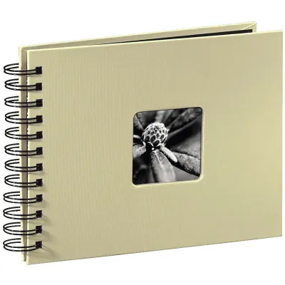 Hama Fotoalbum Fine Art Spiral 113675 | 24x17 cm | 50 schwarze Seiten | Pergamin-Trennblätter | taupe