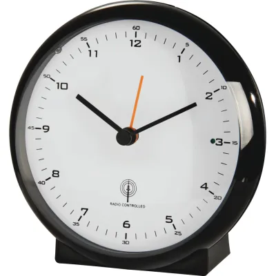 Hama Funkwecker 186317 Elegance Pro | geräuscharm ohne Ticken | Funkuhr analog | Weckfunktion | schwarz