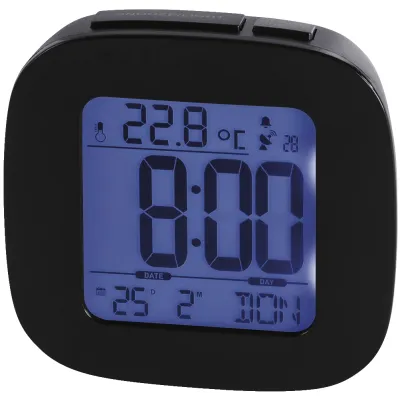 Hama Funkwecker RC45 186373 | Digitaler Funkwecker mit Temperaturanzeige | Schlummerfunktion | Datum | schwarz