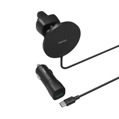 Hama Kfz-Handy-Ladegerät MagCharge Car FC15 | kabellos 15W | MagSafe-kompatibel | induktiv für iPhone 12/13/14 | Schwarz
