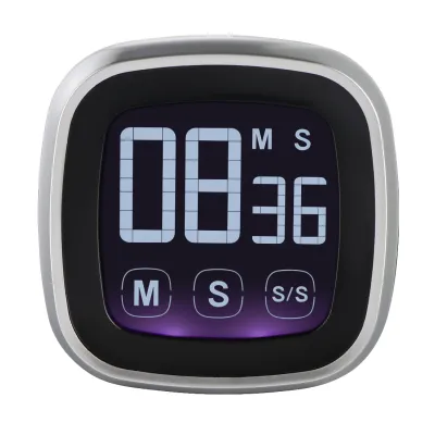 Hama Küchentimer 95321 | digitaler Kurzzeitwecker | Touch-Bedienung | LCD-Sekunden-Anzeige | silber/schwarz