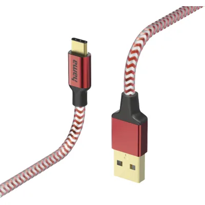 Hama USB-C Ladekabel 201559 | USB-A auf USB-C | 1,5m | Schnellladung | reflektierend | Nylon | vergoldete Stecker