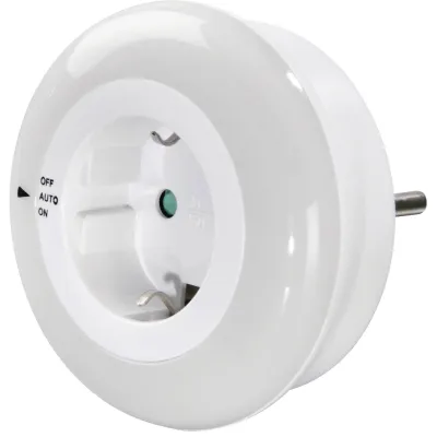 Hama LED Nachtlicht Circle 223496 | mit Steckdose & Lichtsensor | Bewegungssensor | Kindersicherung | IP20 | Weiß