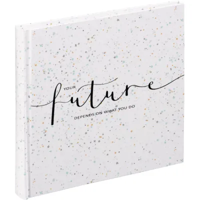 Hama Fotoalbum Letterings Future 3894 | 18x18 cm | 30 weiße Seiten | Buch-Album | für 10x15 cm Fotos | Weiß
