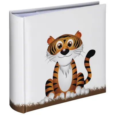 Hama Fotoalbum Liam 2372 | Einsteckalbum für 200 Fotos 10x15 cm | Kinderalbum Tiger-Motiv | Weiß
