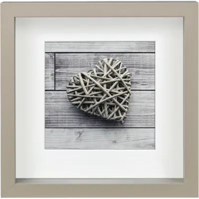 Hama Bilderrahmen Scala 3D 59778 | 23x23 cm Portrait | Holz MDF mit Passepartout | taupe | für Fotos und Andenken