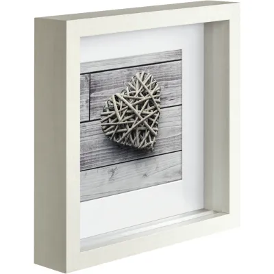 Hama Bilderrahmen Scala 59777 | 23x23 cm | Holzrahmen mit Passepartout | quadratisch | weiß