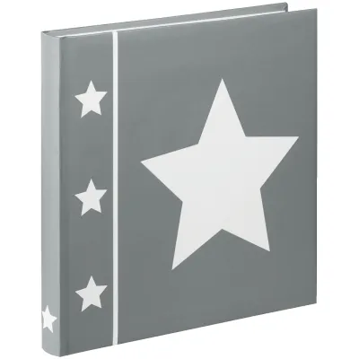 Hama Fotoalbum Skies Jumbo 2335 | 30x30 cm | 60 Seiten | für 240 Fotos 10x15 cm | Stern-Motiv | XL Fotobuch grau