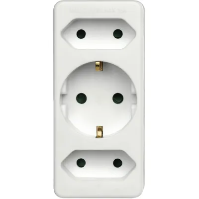 Hama Steckdosenadapter 223215 | 3-fach Mehrfachstecker | 2x Eurosteckdose | 1x Schutzkontakt | Weiß