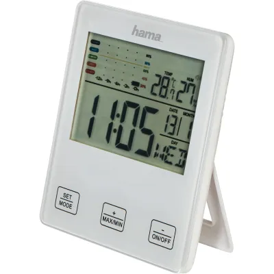 Hama Thermo-Hygrometer TH10 00176967 | Schimmelalarm | Temperatur- & Luftfeuchtigkeitsmessung | Uhrzeit | Weiß