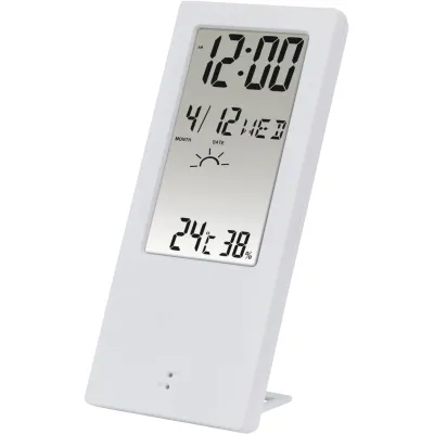 Hama Thermo-Hygrometer TH-140 186366 | Digitales Thermometer & Hygrometer innen | Wetterindikator | Uhr | Weiß