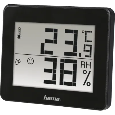Hama Thermo-Hygrometer TH-130 | 00186361 | Temperatur- & Luftfeuchtemesser | Raumkomfortanzeige | Schwarz