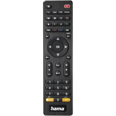 Hama Universalfernbedienung 4in1 221052 | für TV, DVD, Receiver, Videorecorder | vorprogrammiert, Infrarot, schwarz