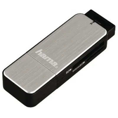 Hama USB 3.0 Kartenleser 123900 | SD/microSD/MMC | Aluminium | Schwarz/Silber | ultraschnell