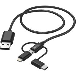 Hama USB-Ladekabel 3in1 Multi-Ladekabel, 1,5 m, schwarz
