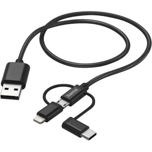 Bild: Hama USB-Ladekabel 3in1 Multi-Ladekabel, 1,5 m, schwarz