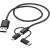 Bild: Hama 3in1 Multi-Ladekabel 201536 | USB-A auf Lightning, USB-C, Micro-USB | Schnellladekabel | 1,5 m | Schwarz