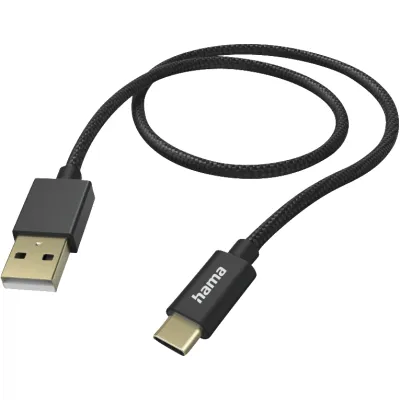 Hama USB-C Ladekabel 201545 | USB-A auf USB-C | 1,5m | Schnellladekabel | Nylon geflochten | Schwarz