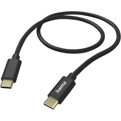 Hama USB-C auf USB-C Ladekabel 201547 | 1,5m Nylon | USB 2.0 | 480 Mbit/s | vergoldete Kontakte | Schwarz