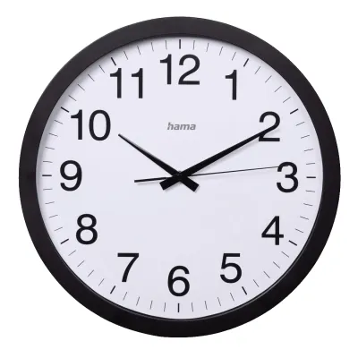 Hama Wanduhr Aruba 00185876 | leise Quarzuhr ohne Tickgeräusche | Ø 40 cm | großes Ziffernblatt | schwarz | Glas