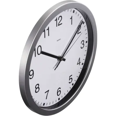 Hama Wanduhr Mallorca 185870 | Quarzuhr Ø 30 cm | große analoge Zeitanzeige | arabische Zahlen | silber