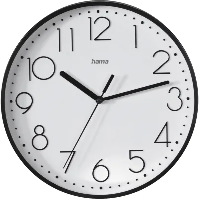Hama Wanduhr Salina 00185866 | geräuscharm ohne Ticken | Quarzuhr analog | Ø 22 cm | große Ziffern | Glas | schwarz