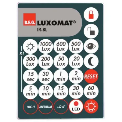 BEG Infrarot-Fernbedienung IR-BL 93055 | Für Deckenbewegungsmelder BL2, BL4, BL4-K/C | inkl. Wandhalterung