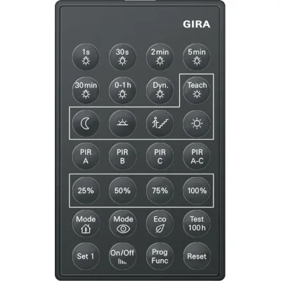 Gira IR-Fernbedienung PIR 1 238200 | Handsender für Präsenzmelder & Bewegungsmelder 360° | Zubehör für Lichtsteuerung