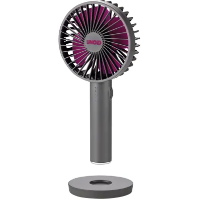 Unold Handventilator 86629 Breezy II | Akku 2000mAh | 5 Geschwindigkeiten | USB-Ladekabel | Standfuß mit Spiegel