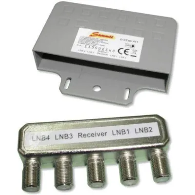 Hapena DiSEqC-Umschalter HADS41 | 4-fach SAT Umschalter | 950-2300 MHz | Single/Twin/Quad-LNB | UV-beständig