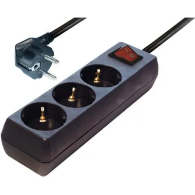 Hapena Tischsteckdose 3-fach 48052 STD 3SK2 schwarz 1,4m Zuleitung Schalter