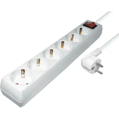 Hapena Tischsteckdose 6-fach 48061 STD 6SK weiß 1,4m Zuleitung Schalter