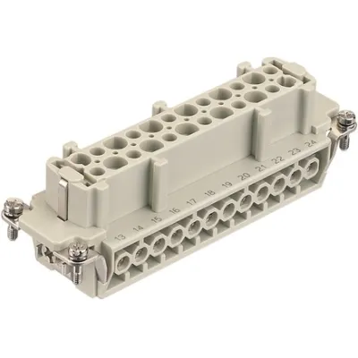 HARTING Buchseneinsatz Han 24E 09330242701 | Schraubanschluss | 24-polig+PE | 500V | 16A | Thermoplast | kieselgrau