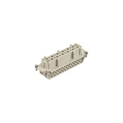 HARTING Buchseneinsatz Han 24E 09330242701 | Schraubanschluss | 24-polig+PE | 500V | 16A | Thermoplast | kieselgrau