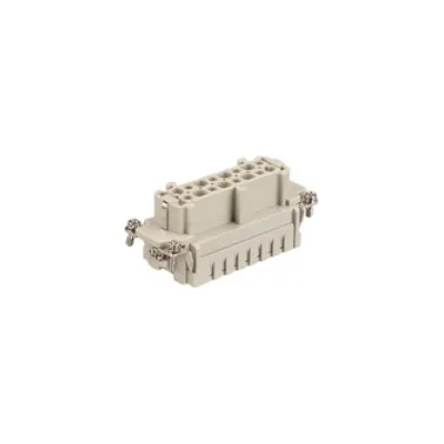 HARTING Buchseneinsatz Han 16 ES-F 09330162716 | 16-polig+PE | Federzuganschluss | 500V 16A | Thermoplast | kieselgrau
