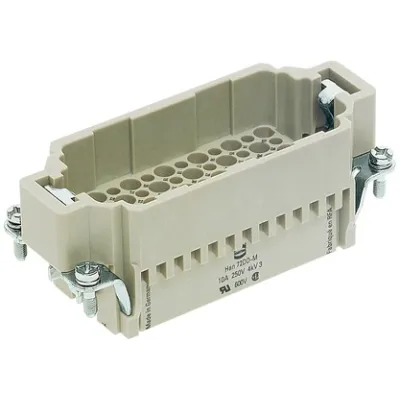 HARTING Kontakteinsatz Crimp 09160723001 | Han 72DD Stifteinsatz 72-polig+PE | 250V 10A | Baugröße 16B | RAL 7032