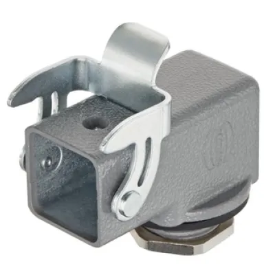 Harting Einschraubgehäuse gewinkelt 19200031160 | Gehäuse Rechtecksteckverbinder 3A | Längsbügel | IP44 | grau