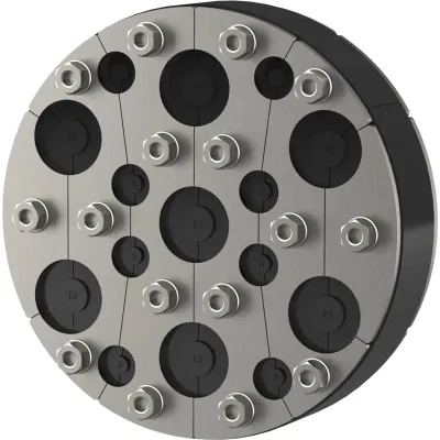 HAUFF Ringraumdichtung HRD200 SG | 15 Kabel Ø 3,5–32 mm | geteilt | A2 Edelstahl | gas- & wasserdicht | Ø 200 mm