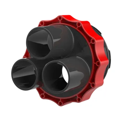 Hauff Systemdeckel HSI150 D3/58 | Kabelabdichtung Warmschrumpftechnik | 3-fach | Ø 58 mm | Edelstahl | Rot