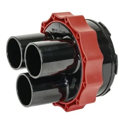 Hauff Systemdeckel HSI150 D3/58 | Kabelabdichtung Warmschrumpftechnik | 3-fach | Ø 58 mm | Edelstahl | Rot