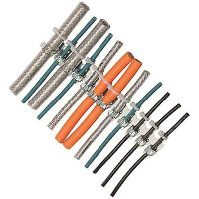 HEBOTEC HEBOCLIP Reihenfuß 1040-001B | Kabelschirmhalter 12-fach | Zugentlastung | Federstahl verzinkt | 1,5-16 mm