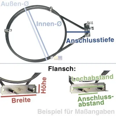 Heizelement Heißluft wie Hotpoint C00138834 1600W 230V für Backofen