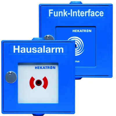 Hekatron Funkhandtaster 31-5000013-01-03 | Hausalarm Interface für Genius Rauchwarnmelder | Aufputzmontage | Blau