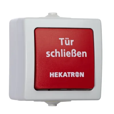 HEKATRON Handauslöse-Taster HAT 03 6500142 | Aufputz IP44 | Feuchtraum geeignet | 75x75x55mm | grau RAL7035 | Kunststoff