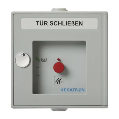 HEKATRON Druckknopftaster DKT 01 gr 6200115 | Handauslöser Feststellanlage | 1 Wechsler | Aufputz | grau RAL7035 | IP20