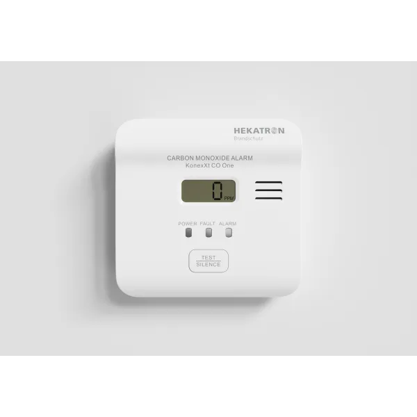 HEKATRON Kohlenmonoxidmelder KonexXt CO One 31-6300003-01-01 | CO-Warnmelder 85dB | Batterie 10 Jahre | Testknopf | weiß